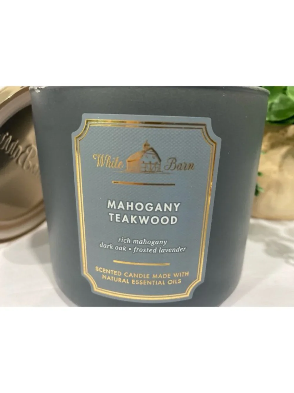 “Mahogany Teakwood” Bath & Body Works White Barn New 3 Wick Candle